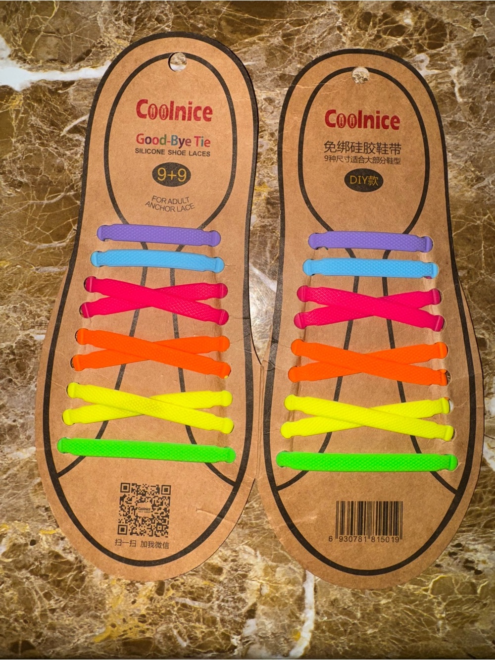 Coolnice Silicone No-Tie Shoe Laces Anchor Lace 9+9 Multicolor